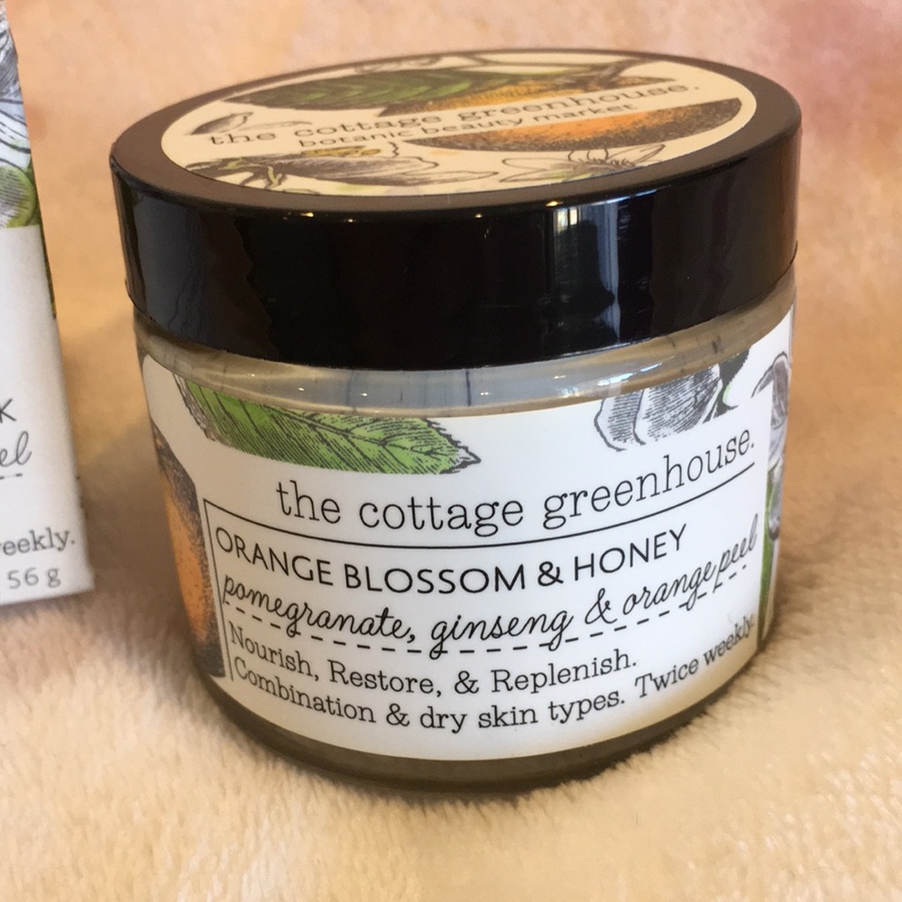 Orange Blossom Honey Scented Mask by The Cottage Greenhouse NWT 2oz glass jar